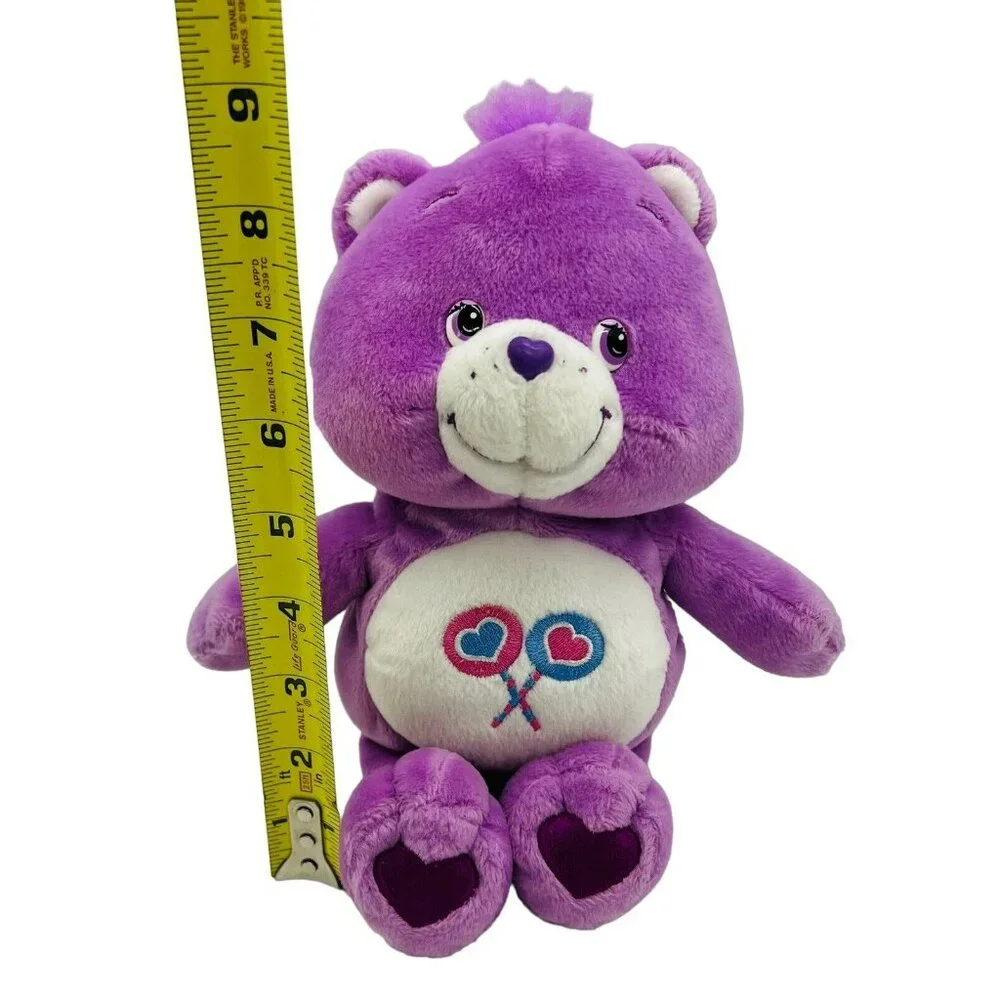Care Bears Share Bear Play Along Plush Purple Lollipops 9‎ inch Stuffed Animal